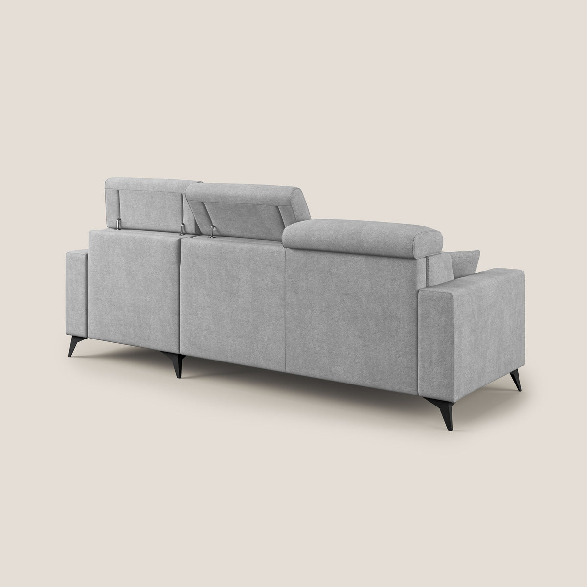 Pegaso divano letto angolare con poggiatesta reclinabili e rivestimento impermeabile T02 grigio chiaro - divitt.sbs