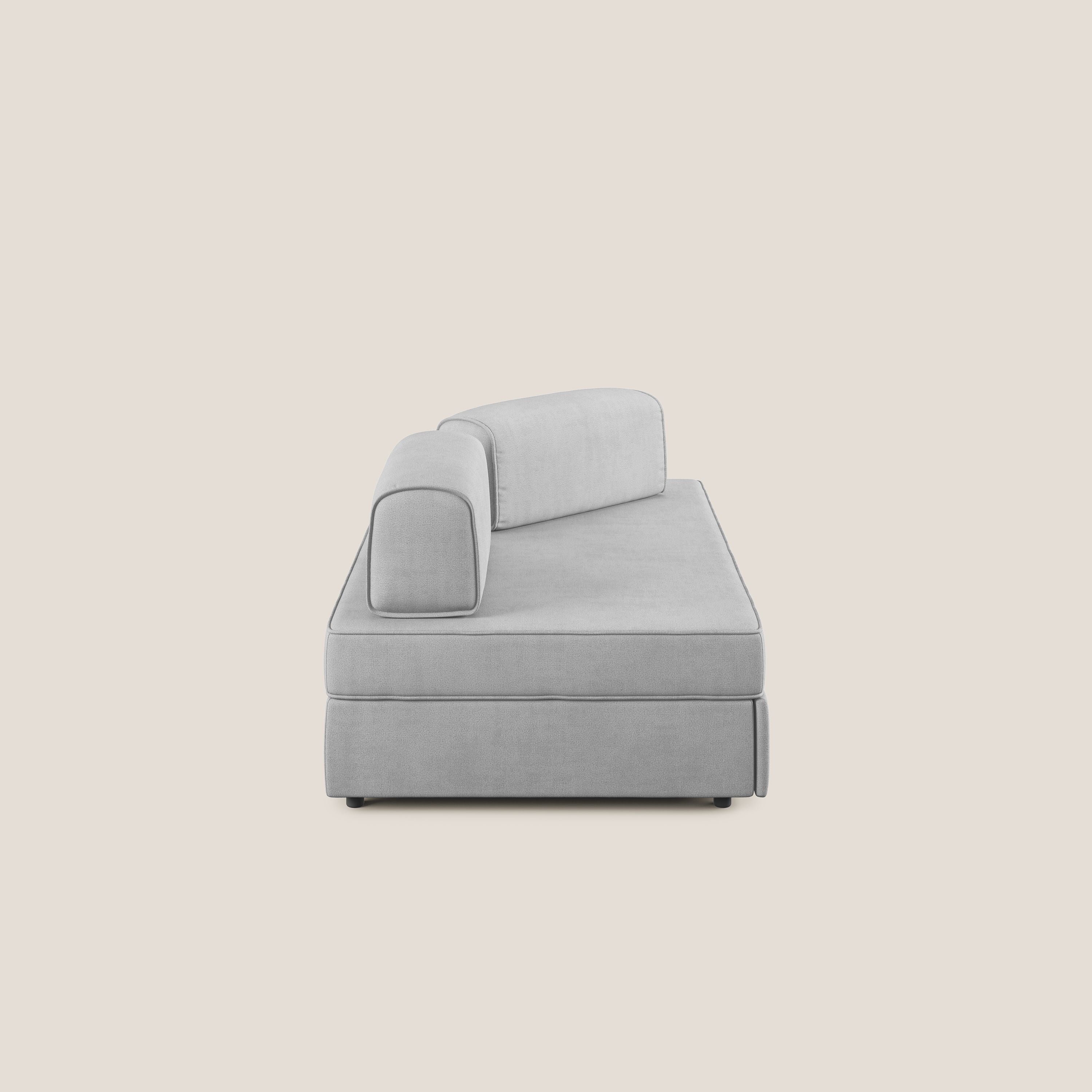 Liberty divano con pouf estraibile e schienali movibili in tessuto morbido impermeabile T02 grigio chiaro - divitt.sbs