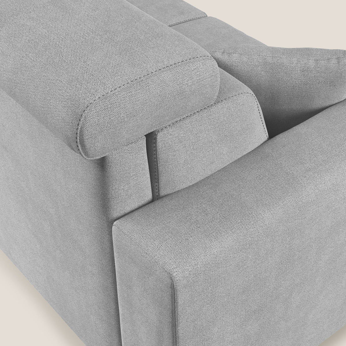 Pegaso divano letto angolare con poggiatesta reclinabili e rivestimento impermeabile T02 grigio chiaro - divitt.sbs