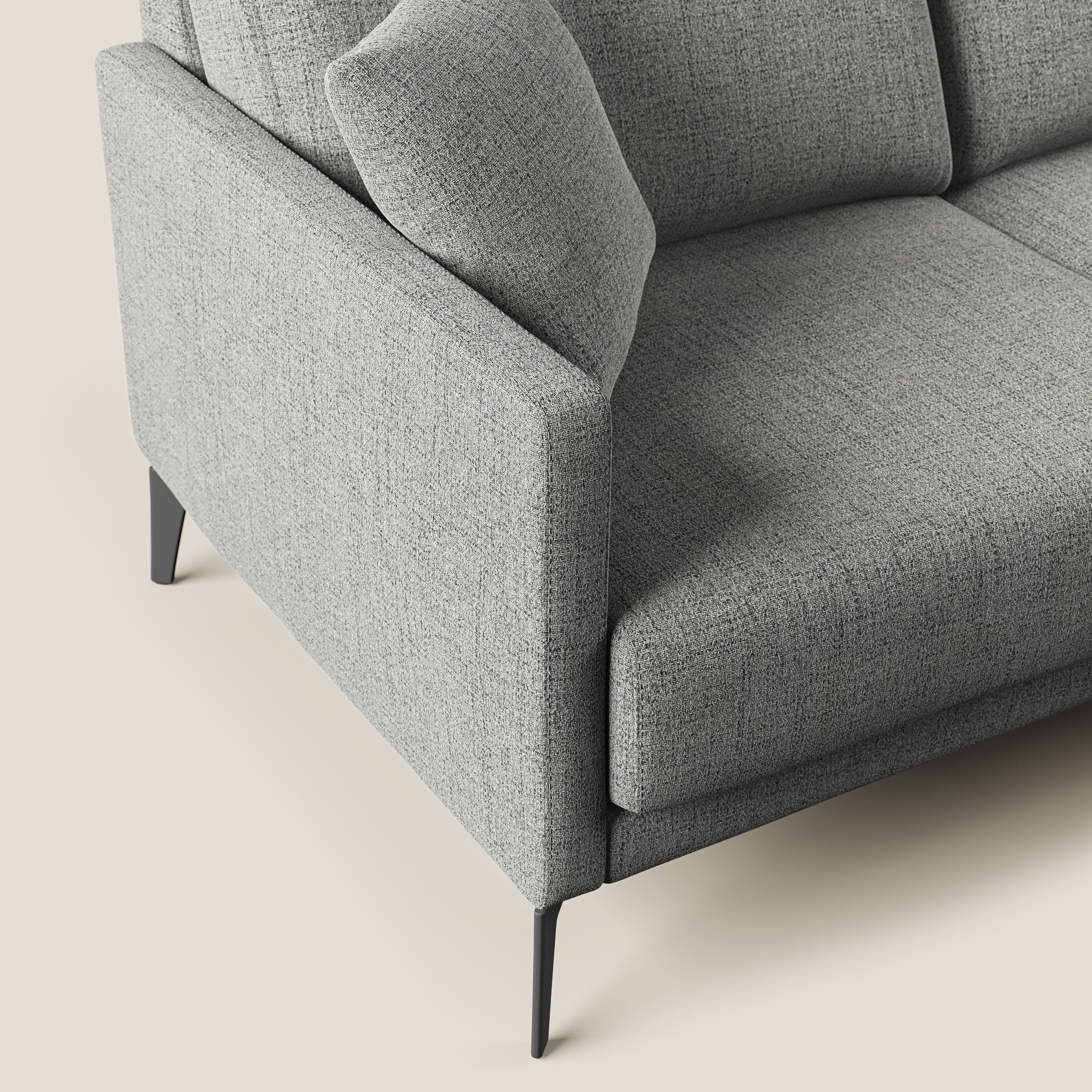 Saturno divano angolare moderno in tessuto morbido impermeabile T03 grigio chiaro - divitt.sbs