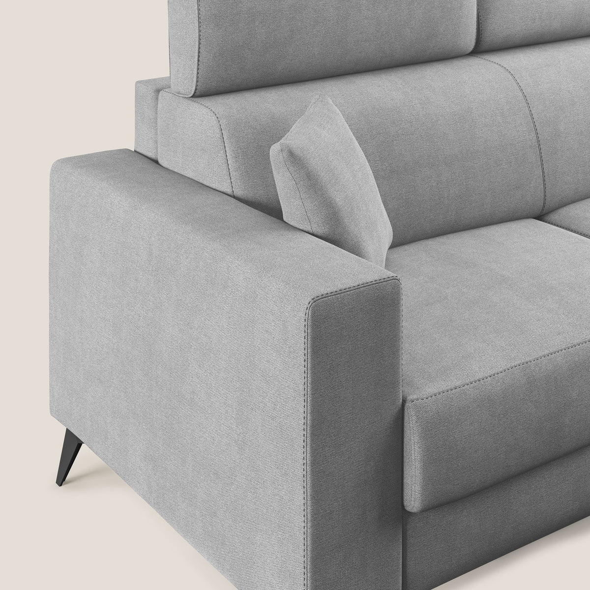 Pegaso divano letto con poggiatesta reclinabili e rivestimento T02 grigio chiaro - divitt.sbs