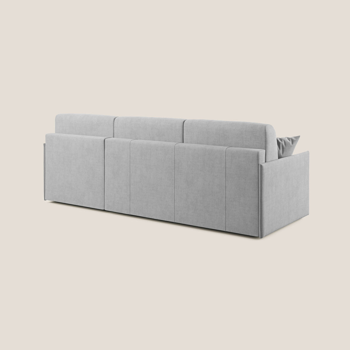 Evans Divano letto angolare con penisola in morbido tessuto impermeabile T02 grigio chiaro - divitt.sbs