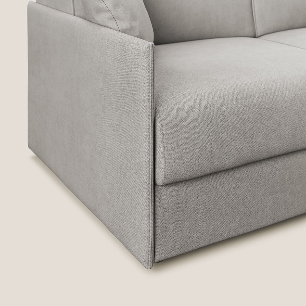 Evans Divano letto angolare con penisola in morbido tessuto impermeabile T02 grigio chiaro - divitt.sbs