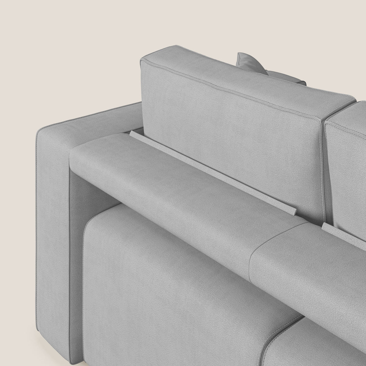Morfeo divano con 3 sedute estraibili in morbido tessuto impermeabile T02 grigio chiaro - divitt.sbs