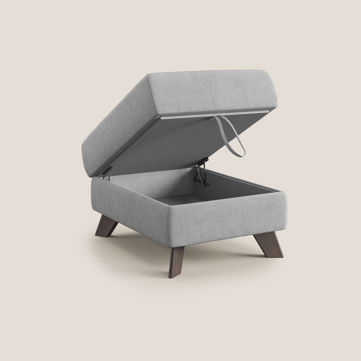Moon Pouf contenitore e piedini alti in tessuto morbido impermeabile T02 grigio chiaro - divitt.sbs