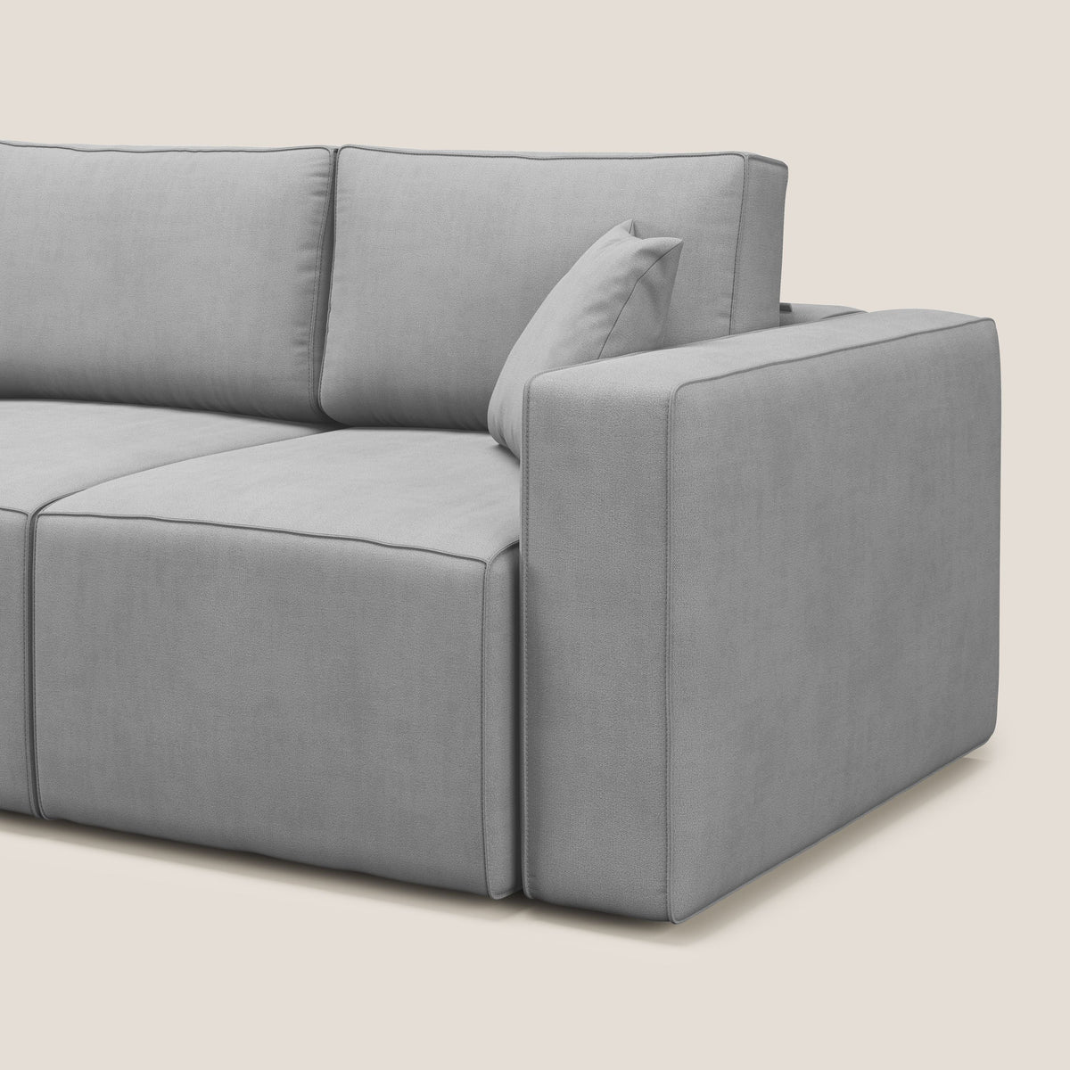 Morfeo divano con 3 sedute estraibili in morbido tessuto impermeabile T02 grigio chiaro - divitt.sbs