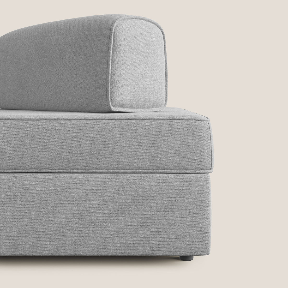 Liberty divano con pouf estraibile e schienali movibili in tessuto morbido impermeabile T02 grigio chiaro - divitt.sbs