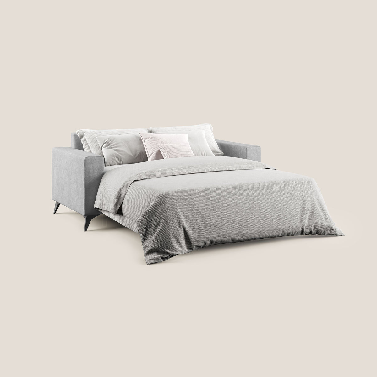 Pegaso divano letto con poggiatesta reclinabili e rivestimento T02 grigio chiaro - divitt.sbs