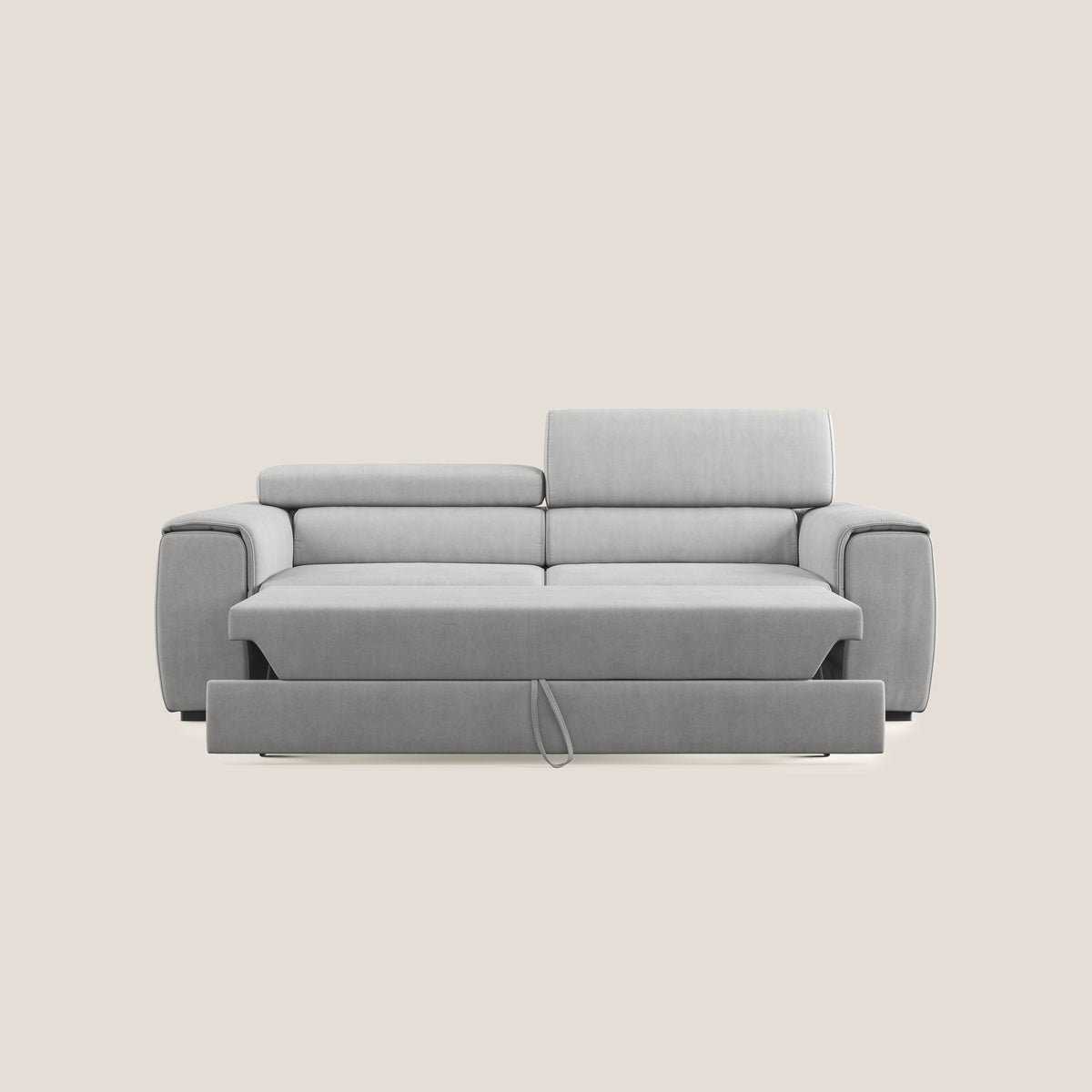 Zeno Divano con pouf estraibile poggiapiedi in tessuto morbido impermeabile T02 grigio chiaro - divitt.sbs