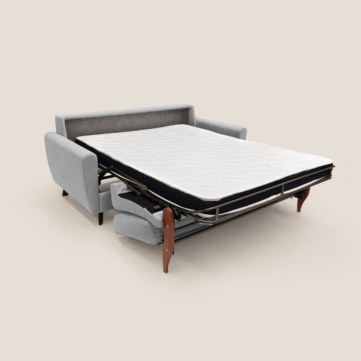 Callisto Divano letto matrimoniale in tessuto morbido impermeabile T02 grigio chiaro - divitt.sbs
