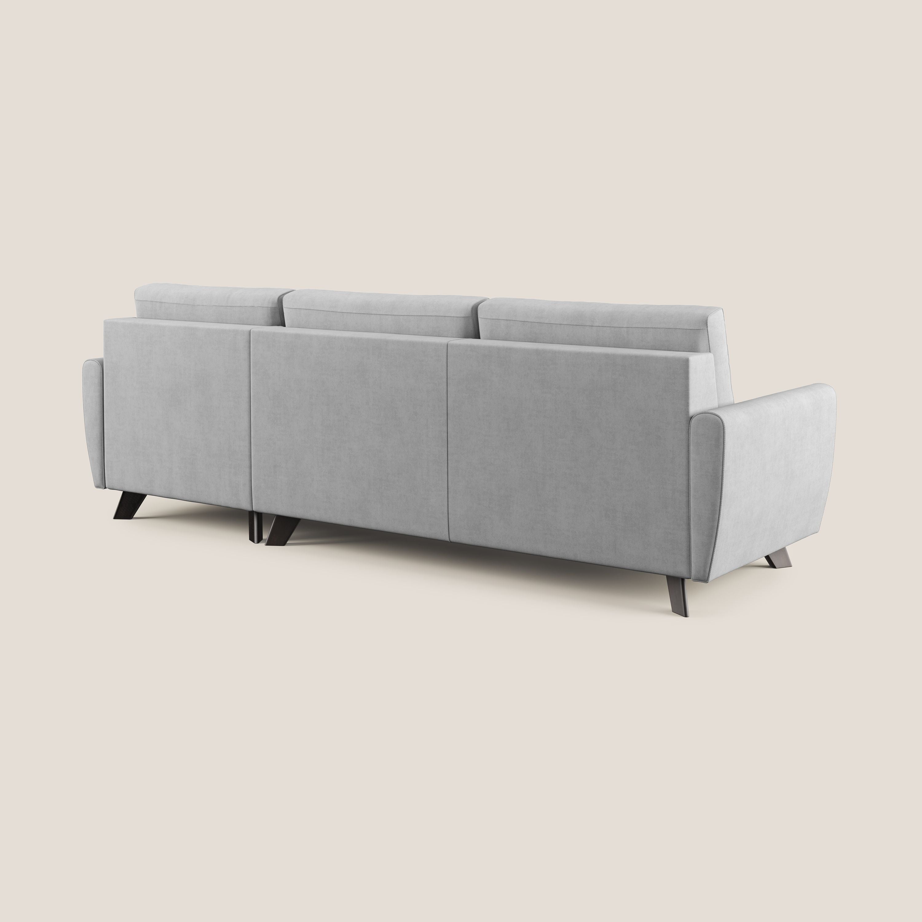 Callisto Divano letto angolare con penisola in tessuto morbido impermeabile T02 grigio chiaro - divitt.sbs