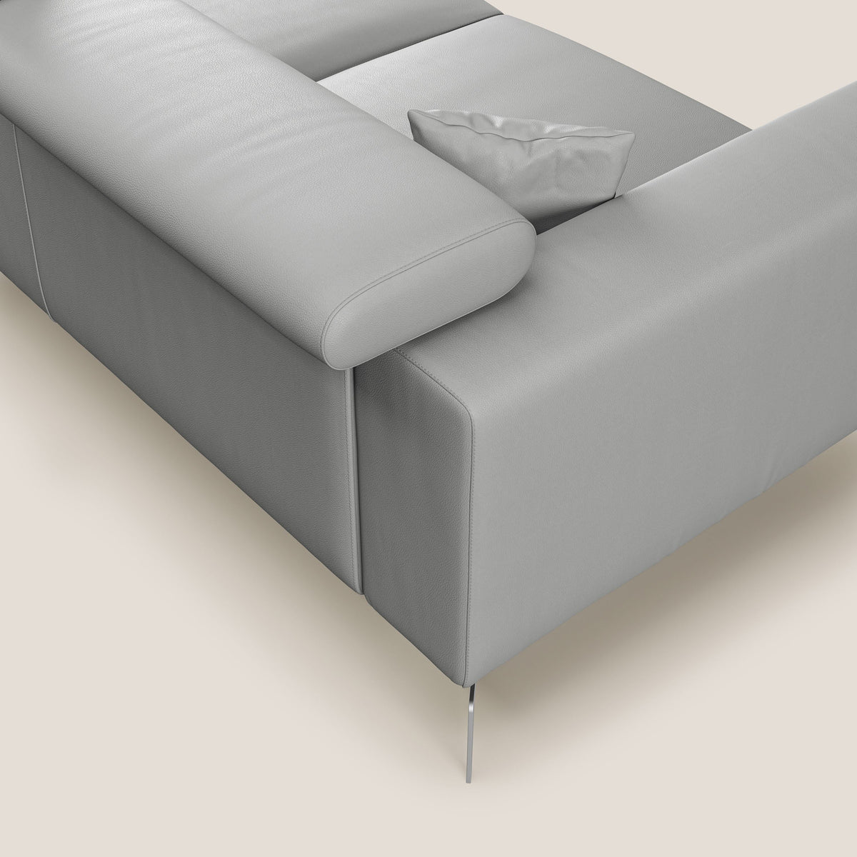 Blade Divano moderno angolare con poggiatesta reclinabili in Ecopelle T04 grigio chiaro - divitt.sbs