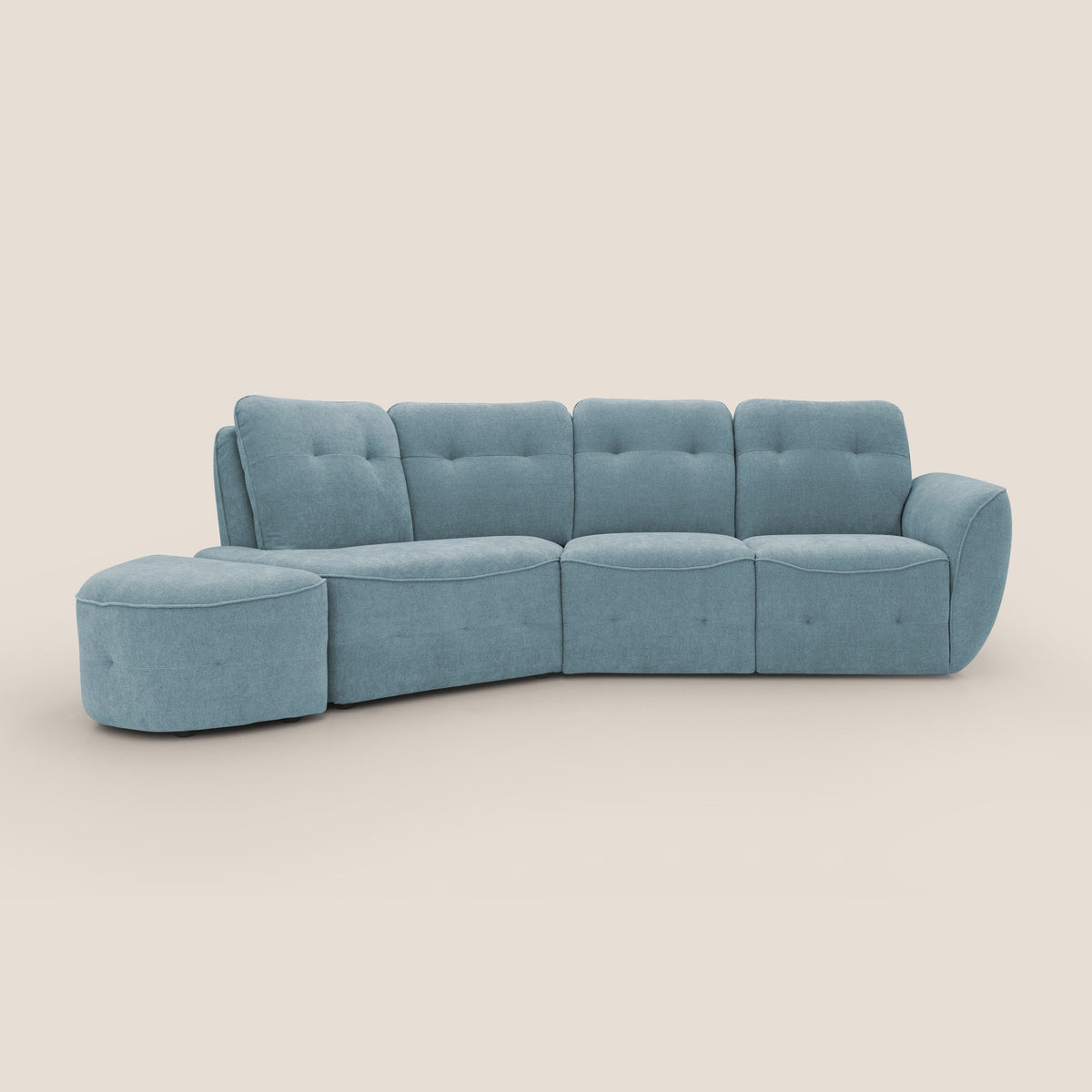 Cerbero divano angolare con pouf mobile in morbido bouclé impermeabile T07 carta da zucchero - divitt.sbs