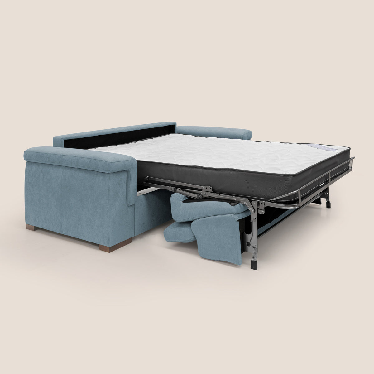 Giunone divano letto con materasso alto 18 cm e poggiatesta reclinabili in tessuto impermeabile T02 carta da zucchero - divitt.sbs