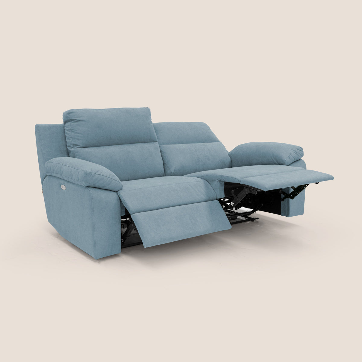 Romeo Divano relax con recliner elettrico in morbido tessuto impermeabile T02 carta da zucchero - divitt.sbs