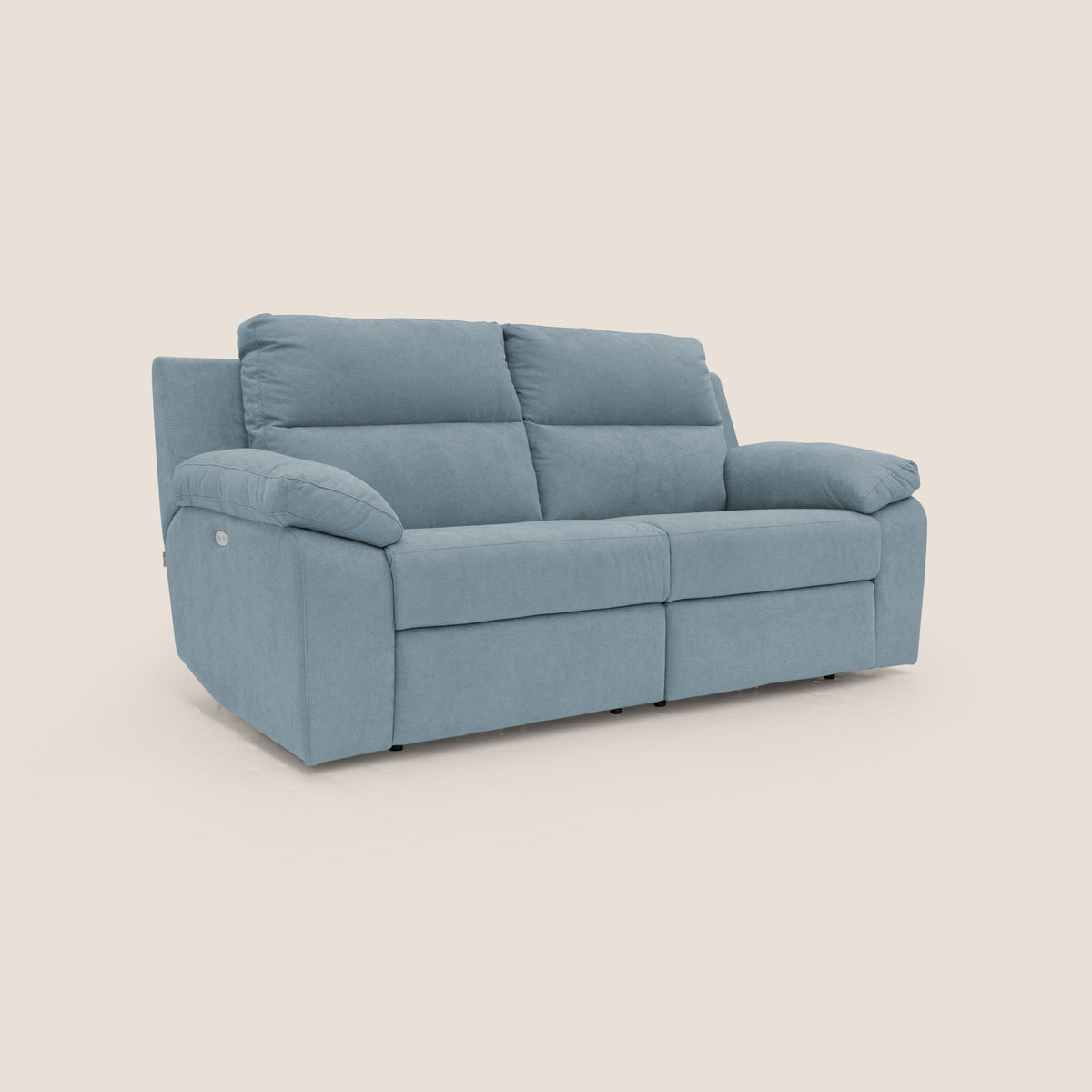 Romeo Divano relax con recliner elettrico in morbido tessuto impermeabile T02 carta da zucchero - divitt.sbs