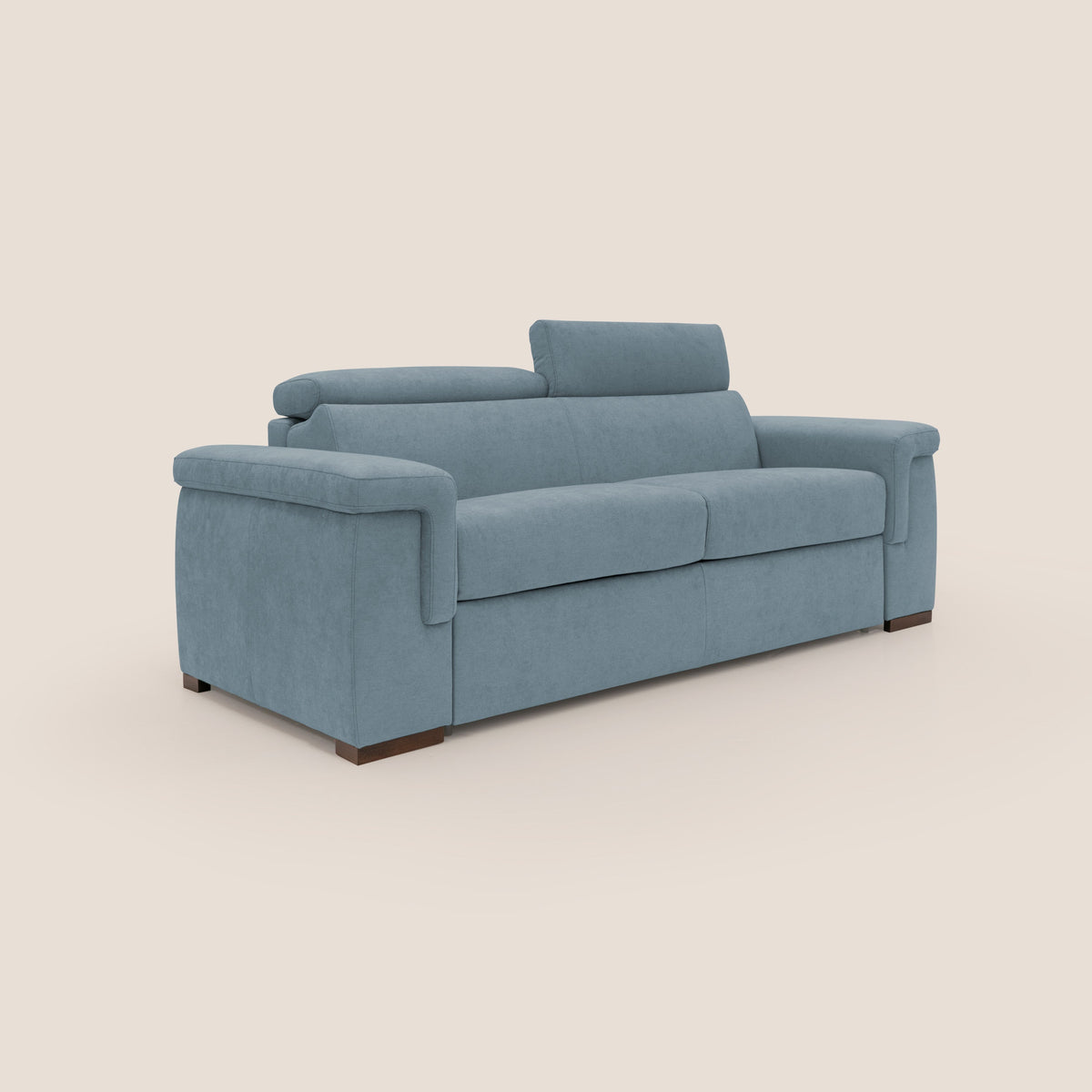 Giunone divano letto con materasso alto 18 cm e poggiatesta reclinabili in tessuto impermeabile T02 carta da zucchero - divitt.sbs