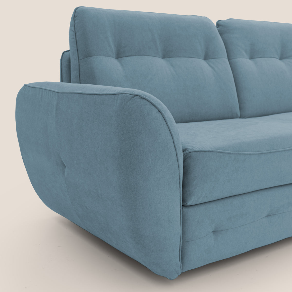 Zeus divano letto angolare con materasso H18 cm pouf mobile in tessuto impermeabile T02 - divitt.sbs