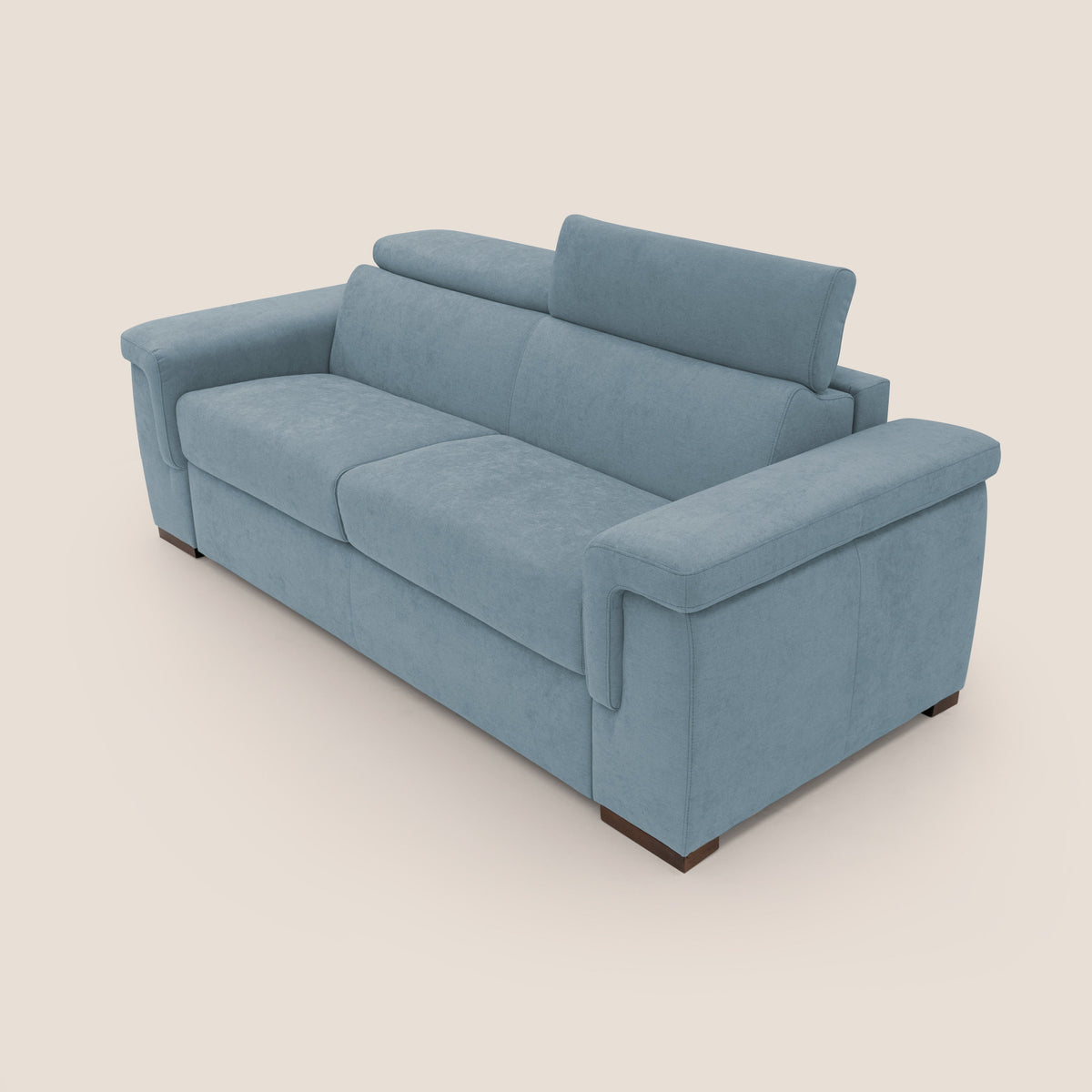 Giunone divano letto con materasso alto 18 cm e poggiatesta reclinabili in tessuto impermeabile T02 carta da zucchero - divitt.sbs