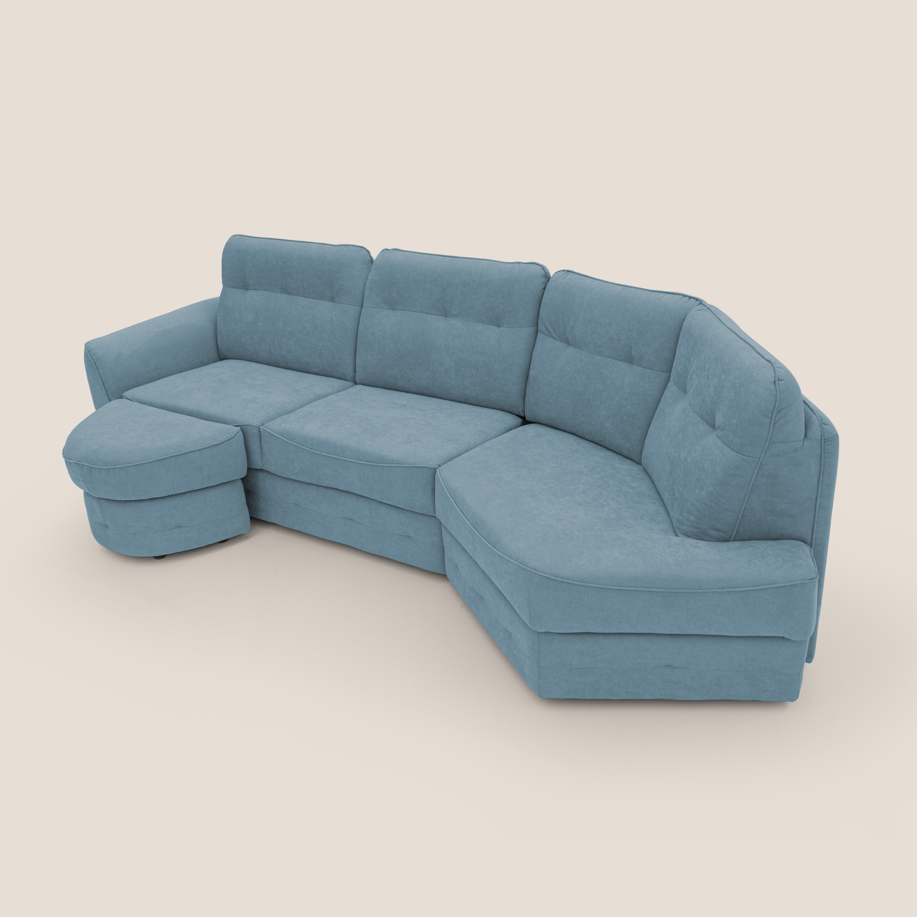 Zeus divano letto angolare con materasso H18 cm pouf mobile in tessuto impermeabile T02 - divitt.sbs