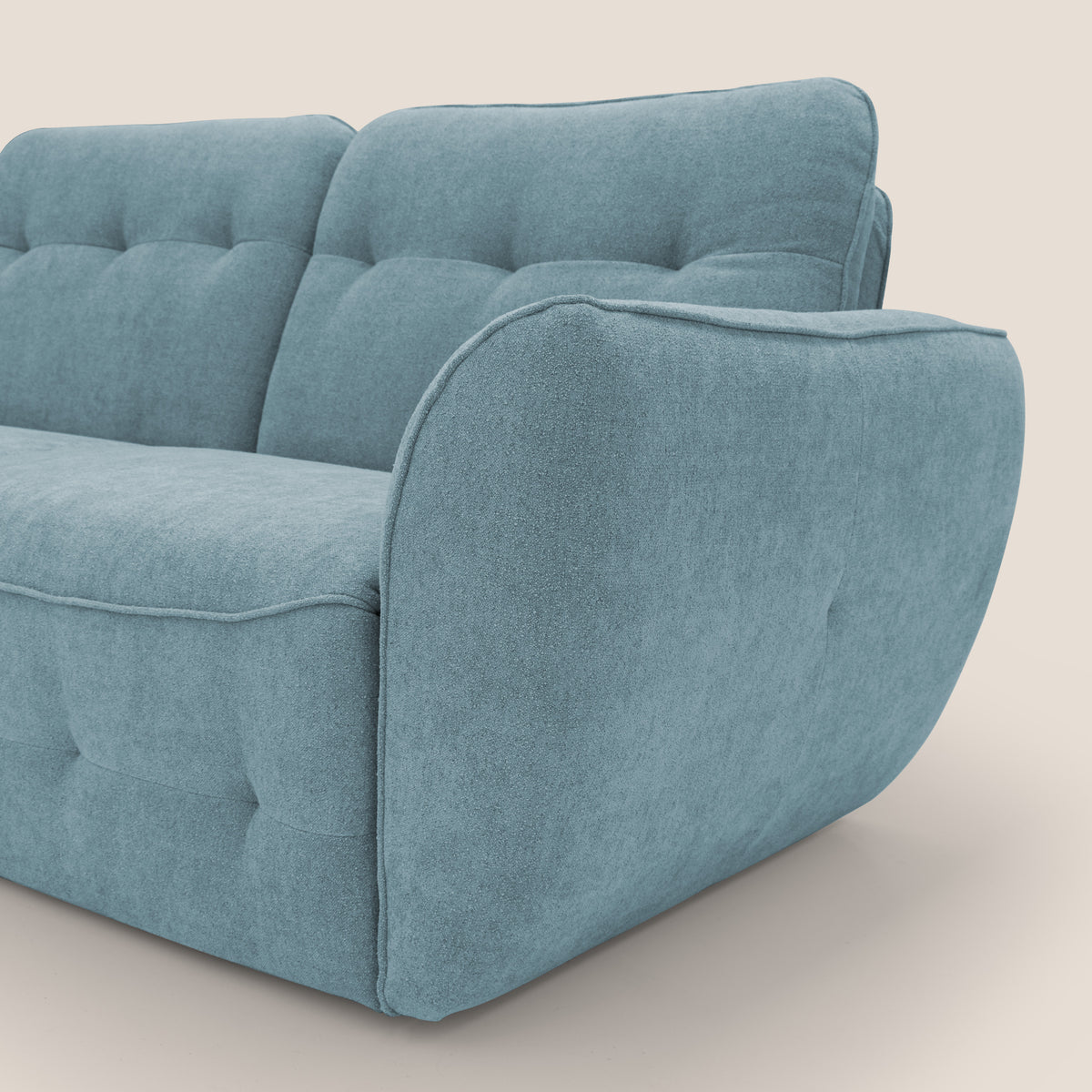 Cerbero divano angolare con pouf mobile in morbido bouclé impermeabile T07 carta da zucchero - divitt.sbs