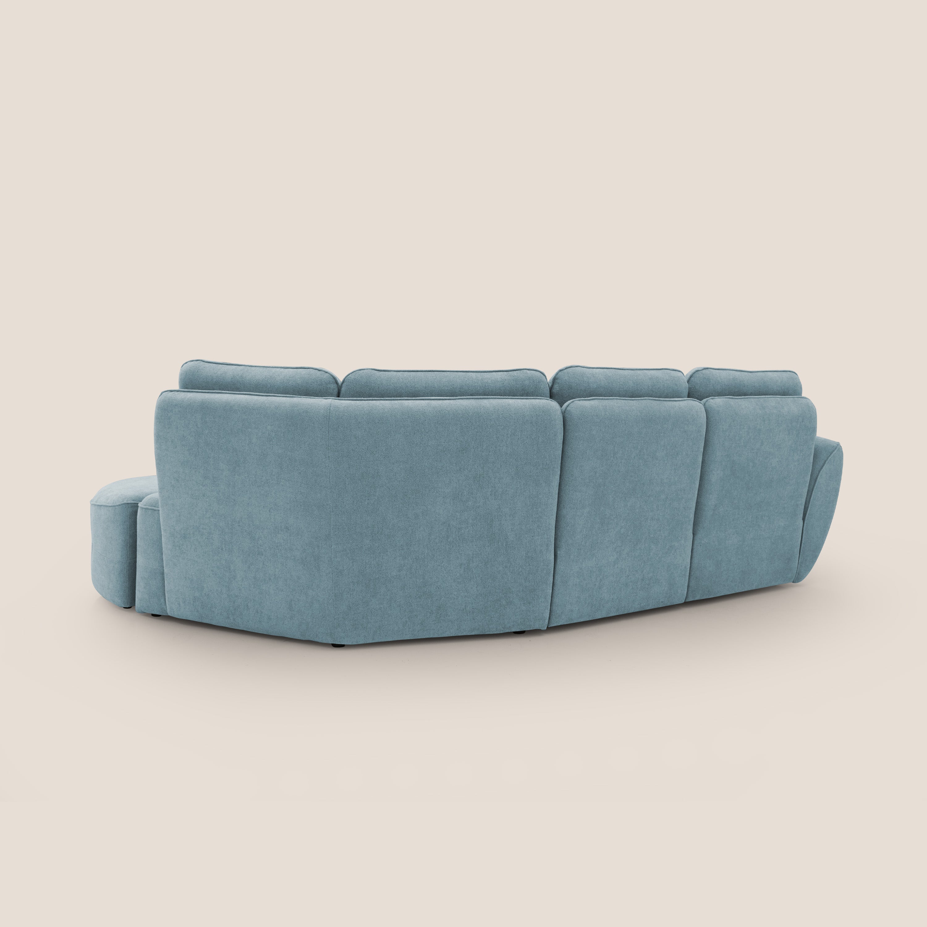 Cerbero divano angolare con pouf mobile in morbido bouclé impermeabile T07 carta da zucchero - divitt.sbs