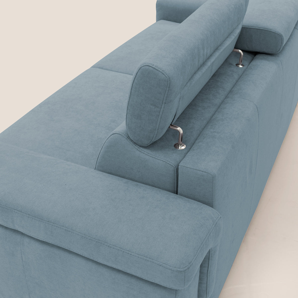 Giunone divano letto con materasso alto 18 cm e poggiatesta reclinabili in tessuto impermeabile T02 carta da zucchero - divitt.sbs