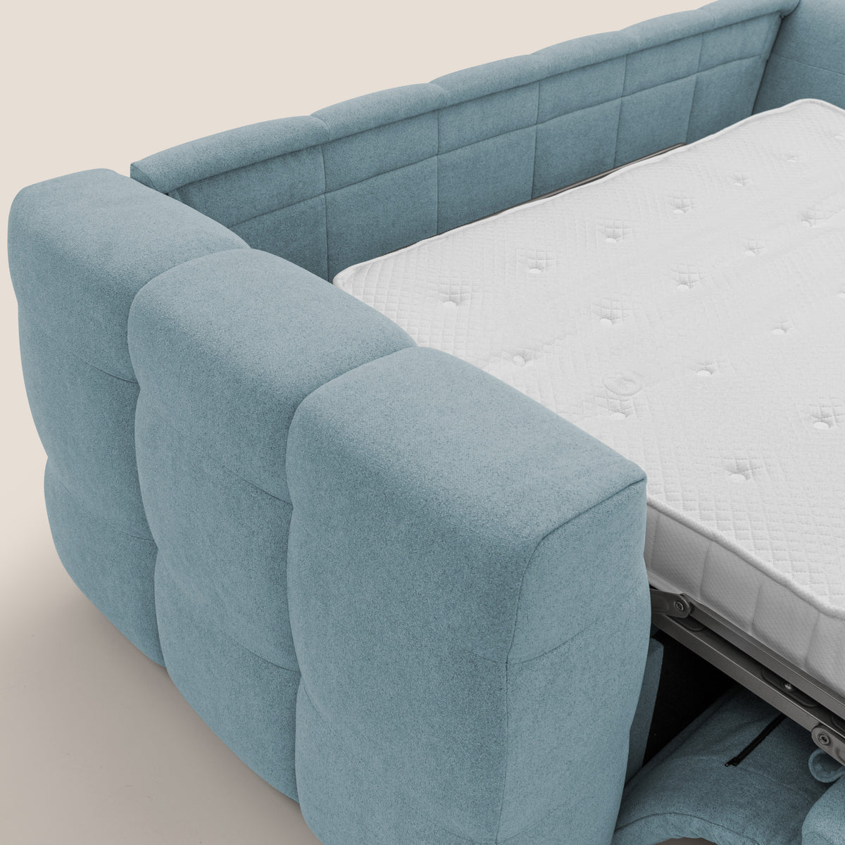 Tender Divano letto matrimoniale dal design innovativo in tessuto bouclet impermeabile T07 carta da zucchero - divitt.sbs