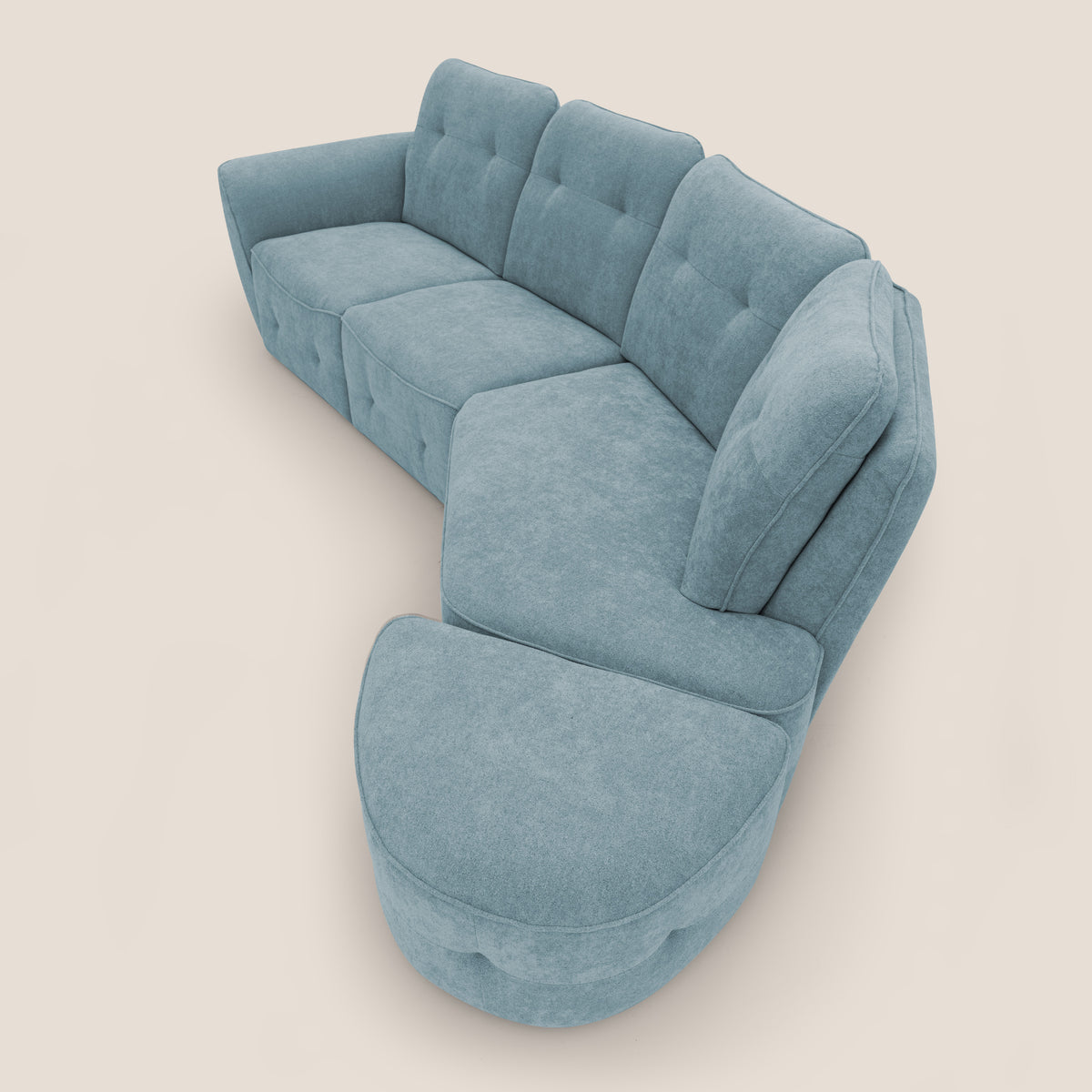 Cerbero divano angolare con pouf mobile in morbido bouclé impermeabile T07 carta da zucchero - divitt.sbs