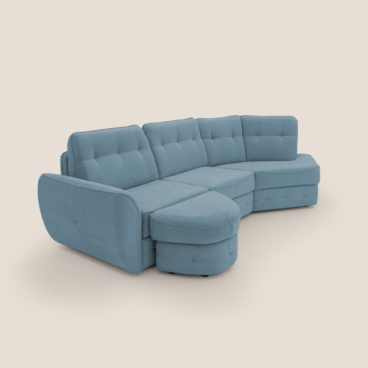 Zeus divano letto angolare con materasso H18 cm pouf mobile in tessuto impermeabile T02 - divitt.sbs