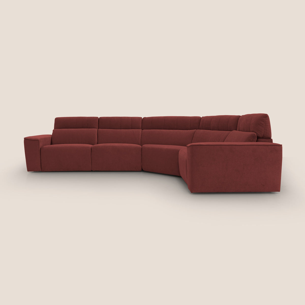 Clark Divano modulare angolare REVERSIBILE con opzione relax elettrico in tessuto smacchiabile impermeabile T17 rosso - divitt.sbs