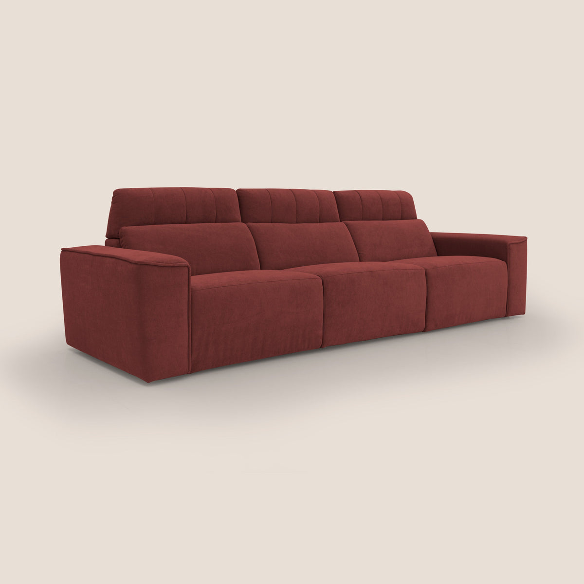 Clark Divano modulare 3 sedute con opzione relax elettrico in tessuto smacchiabile impermeabile T17 rosso - divitt.sbs