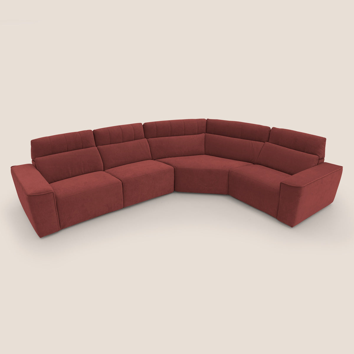 Clark Divano modulare angolare REVERSIBILE con opzione relax elettrico in tessuto smacchiabile impermeabile T17 rosso - divitt.sbs
