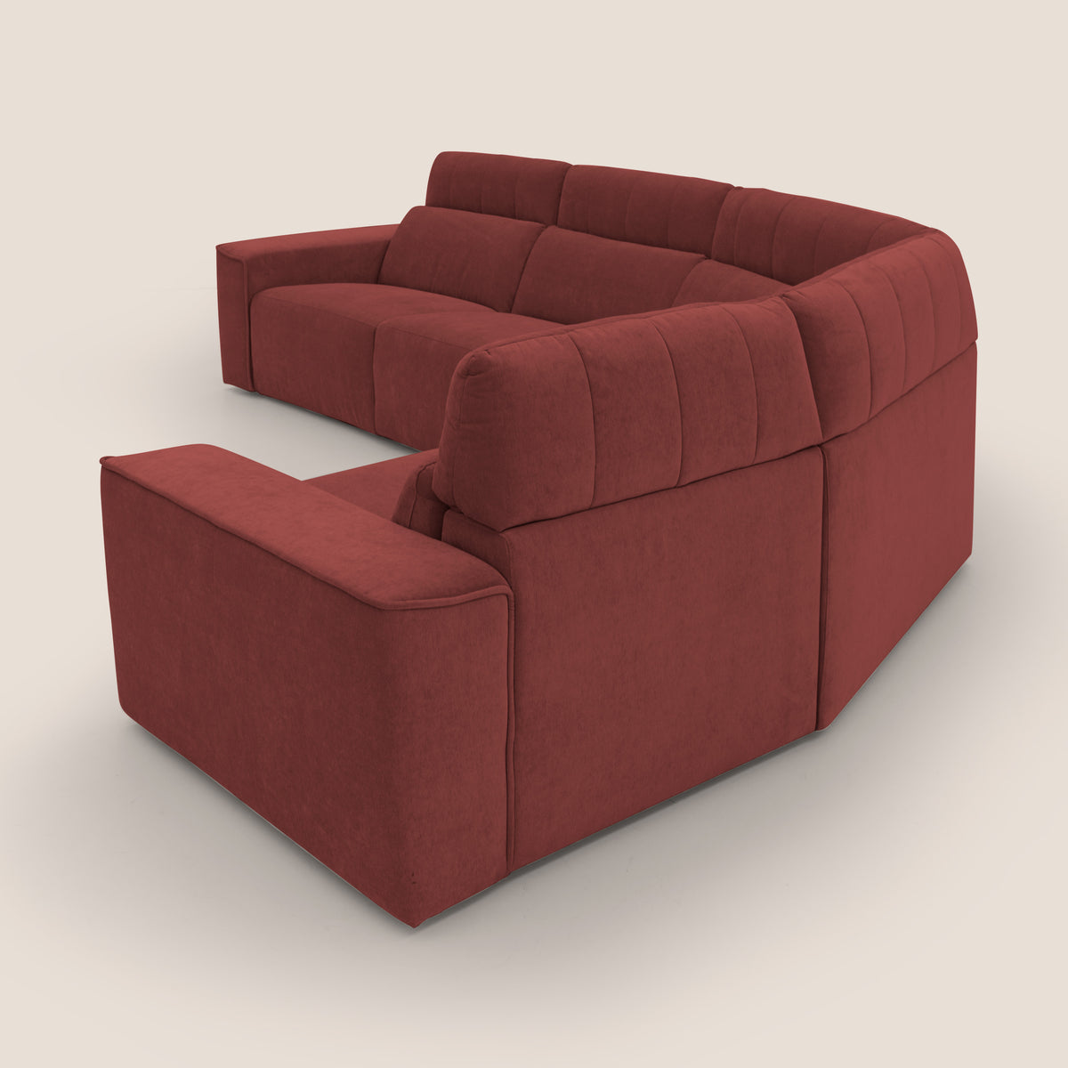 Clark Divano modulare angolare REVERSIBILE con opzione relax elettrico in tessuto smacchiabile impermeabile T17 rosso - divitt.sbs