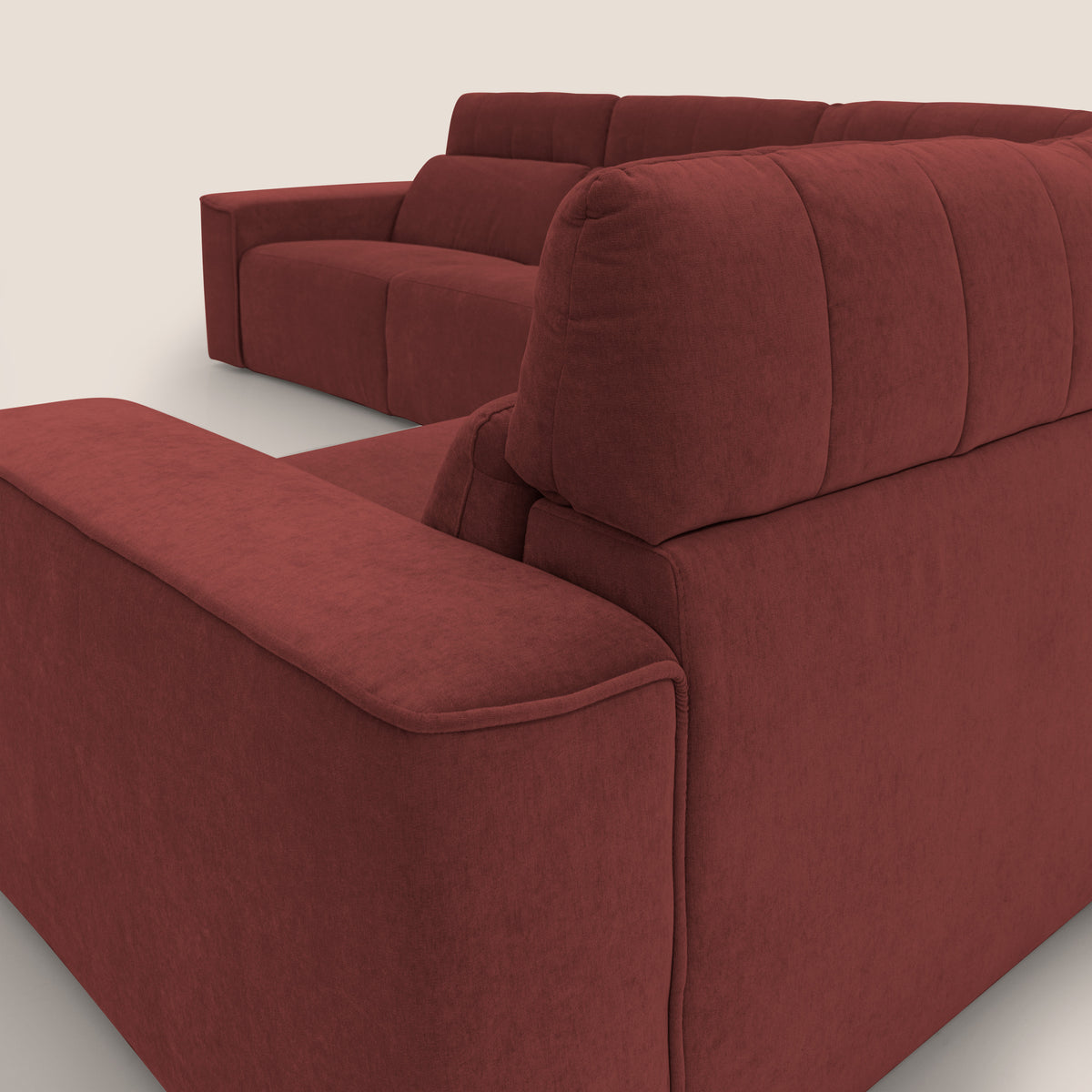 Clark Divano modulare angolare REVERSIBILE con opzione relax elettrico in tessuto smacchiabile impermeabile T17 rosso - divitt.sbs