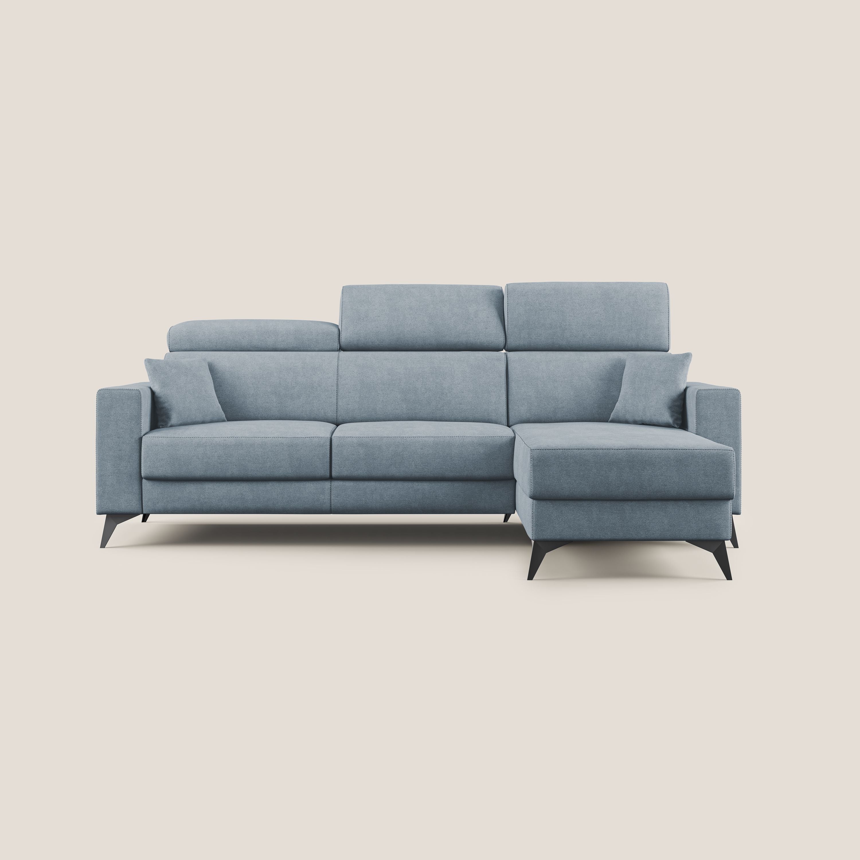 Pegaso divano letto angolare con poggiatesta reclinabili e rivestimento impermeabile T02 carta da zucchero - divitt.sbs
