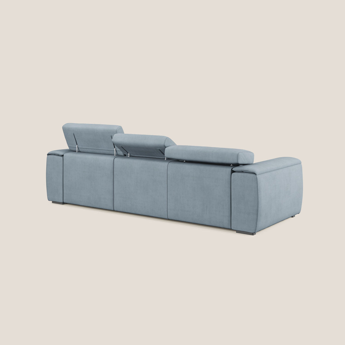 Zeno Divano con pouf estraibile poggiapiedi a 3 sedute in tessuto morbido impermeabile T02 carta da zucchero - divitt.sbs