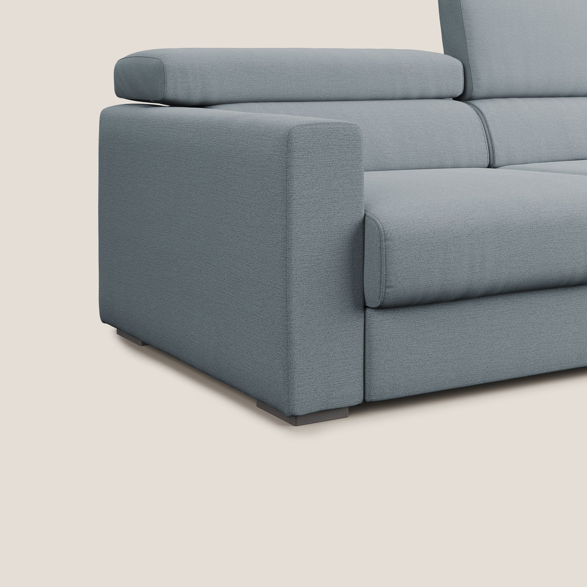 Dylan divano allungabile con pouf estraibile poggiapiedi in tessuto fiammato simil cotone impermeabile T19 carta da zucchero - divitt.sbs