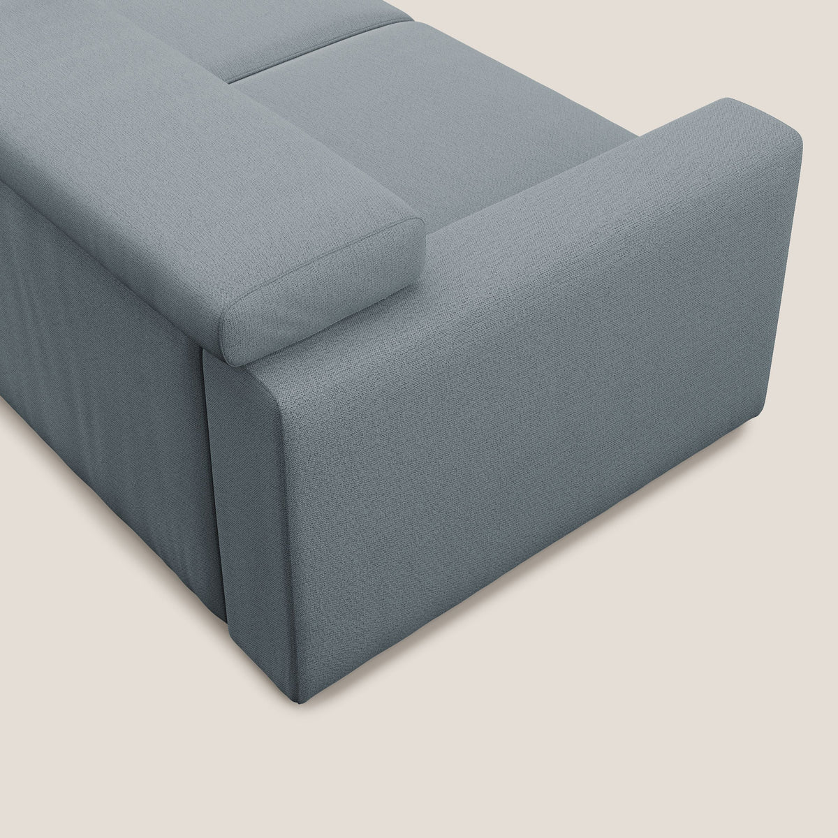 Dylan divano allungabile con pouf estraibile poggiapiedi in tessuto fiammato simil cotone impermeabile T19 carta da zucchero - divitt.sbs