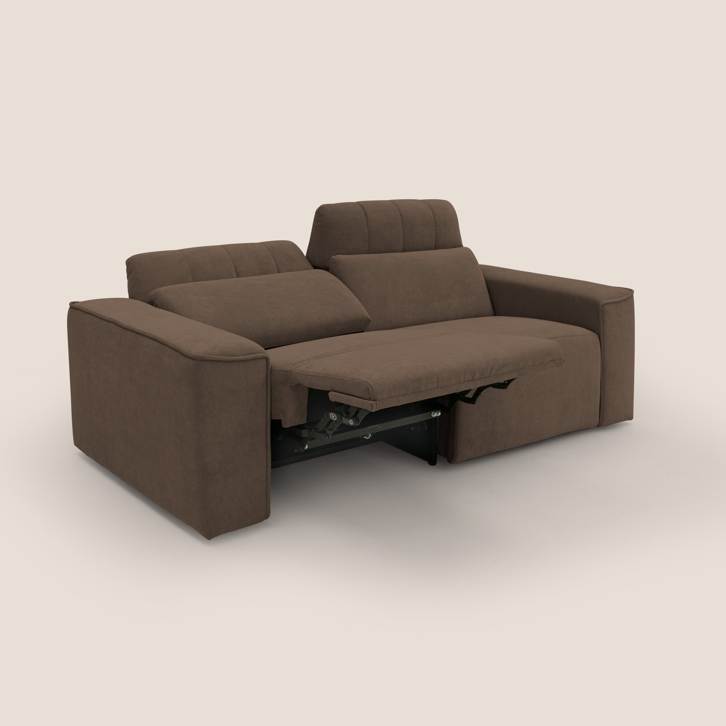 Clark Divano modulare con opzione relax elettrico in tessuto smacchiabile impermeabile T17 marrone - divitt.sbs
