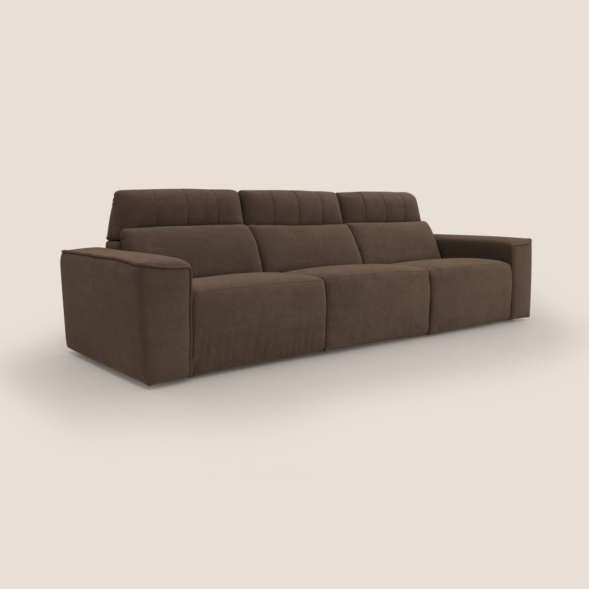 Clark Divano modulare 3 sedute con opzione relax elettrico in tessuto smacchiabile impermeabile T17 marrone - divitt.sbs