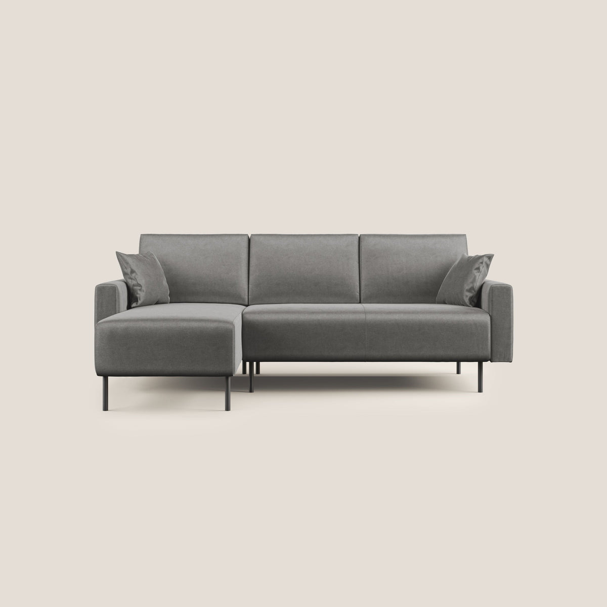 Arthur divano moderno angolare in velluto morbido impermeabile T01 grigio - divitt.sbs
