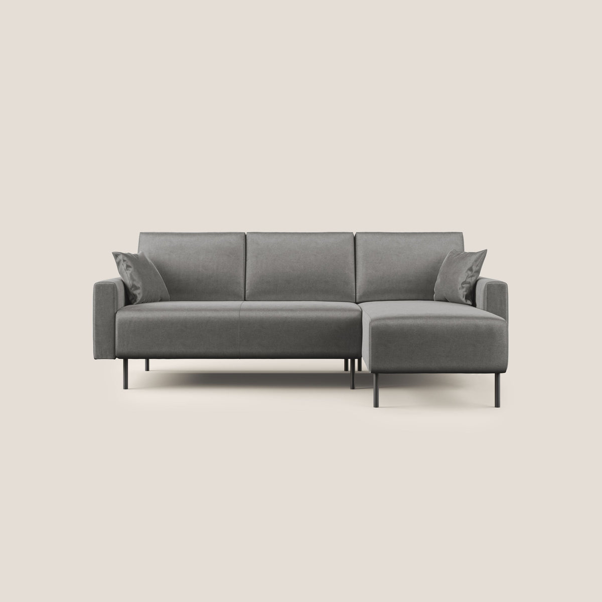 Arthur divano moderno angolare in velluto morbido impermeabile T01 grigio - divitt.sbs
