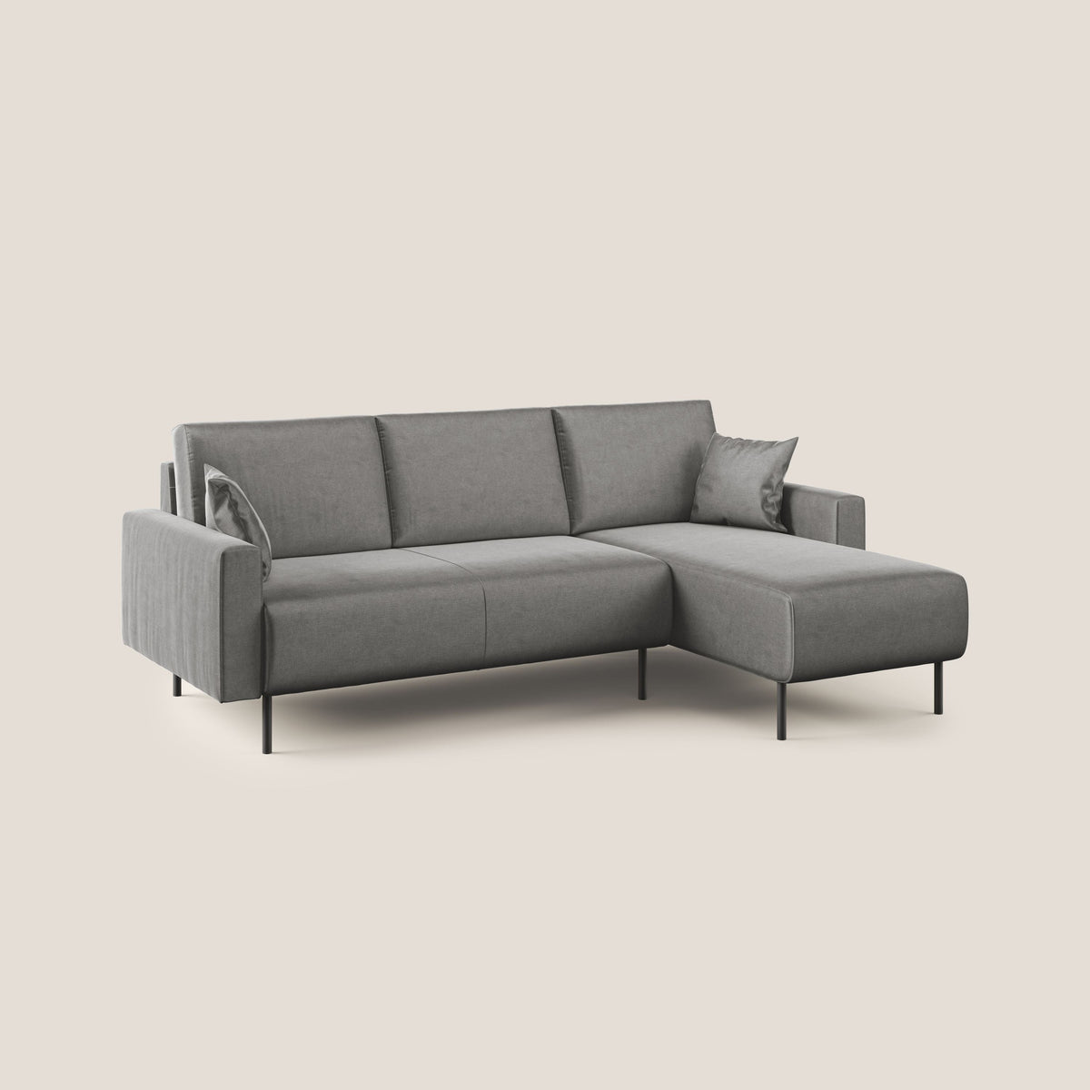 Arthur divano moderno angolare in velluto morbido impermeabile T01 grigio - divitt.sbs