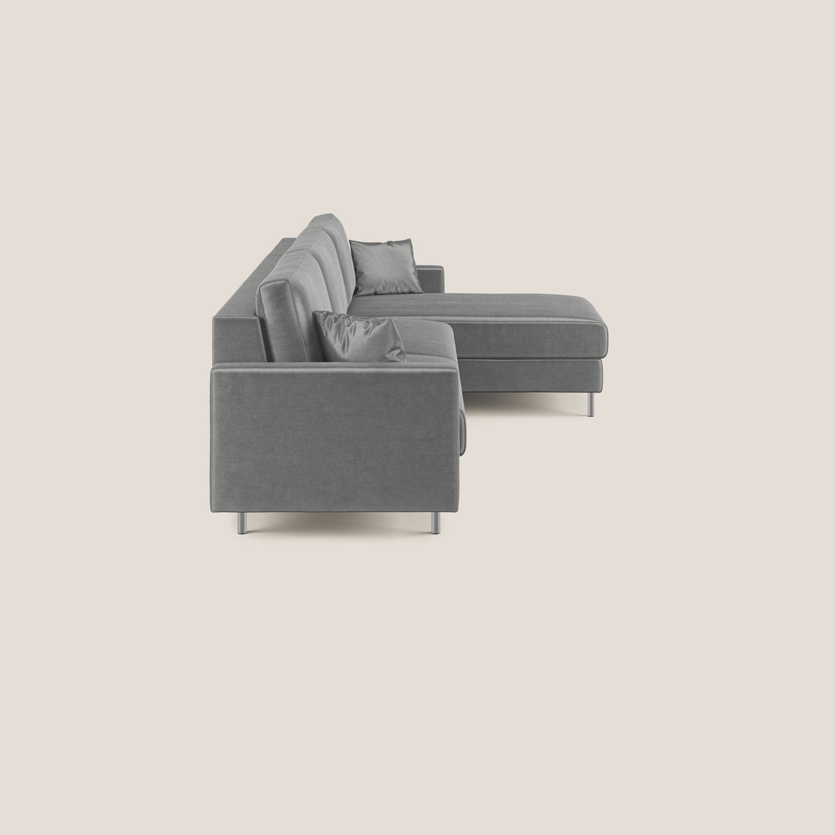 Andromeda divano letto angolare in velluto morbido impermeabile T01 grigio - divitt.sbs