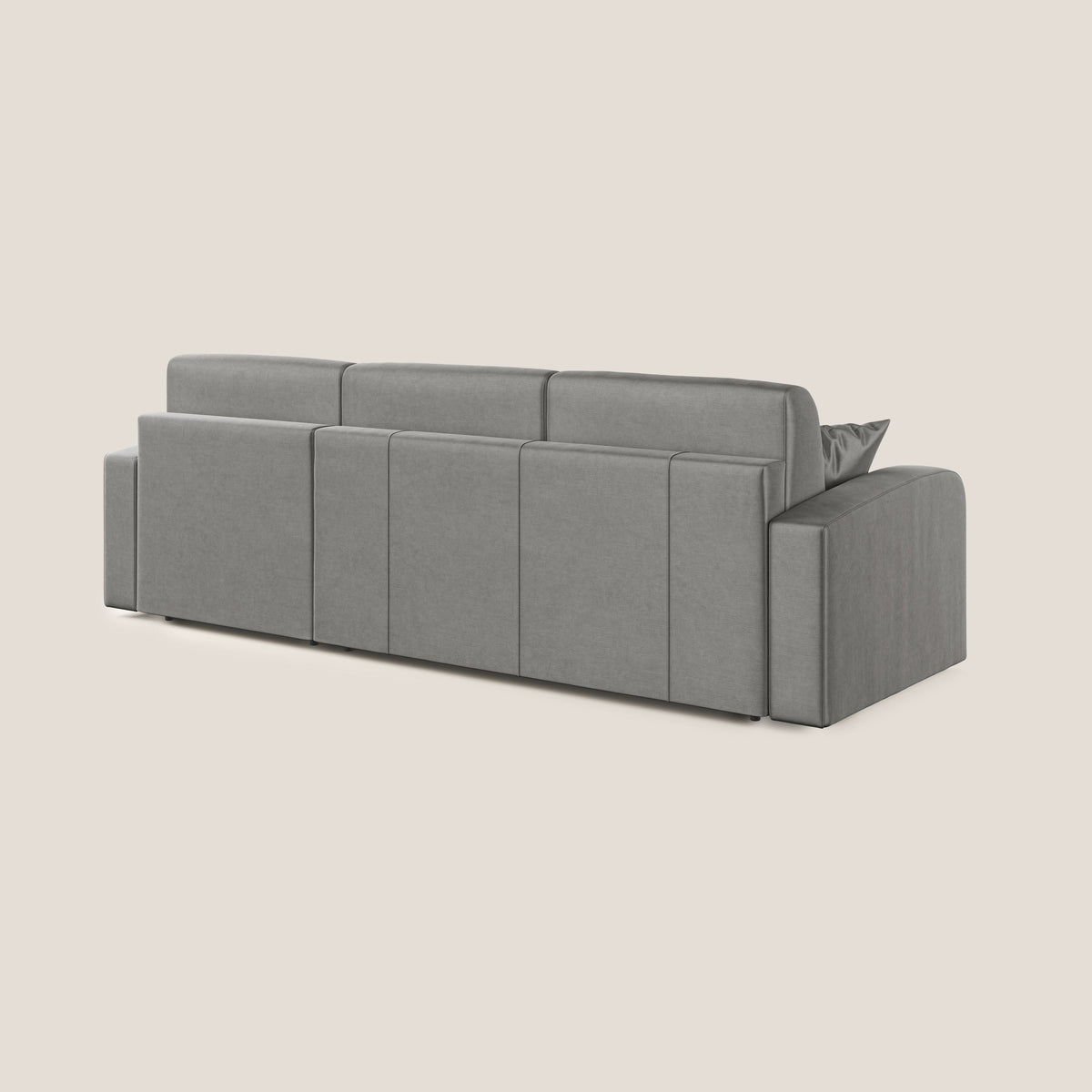 Lebron Divano letto angolare con penisola in velluto morbido T01 grigio - divitt.sbs
