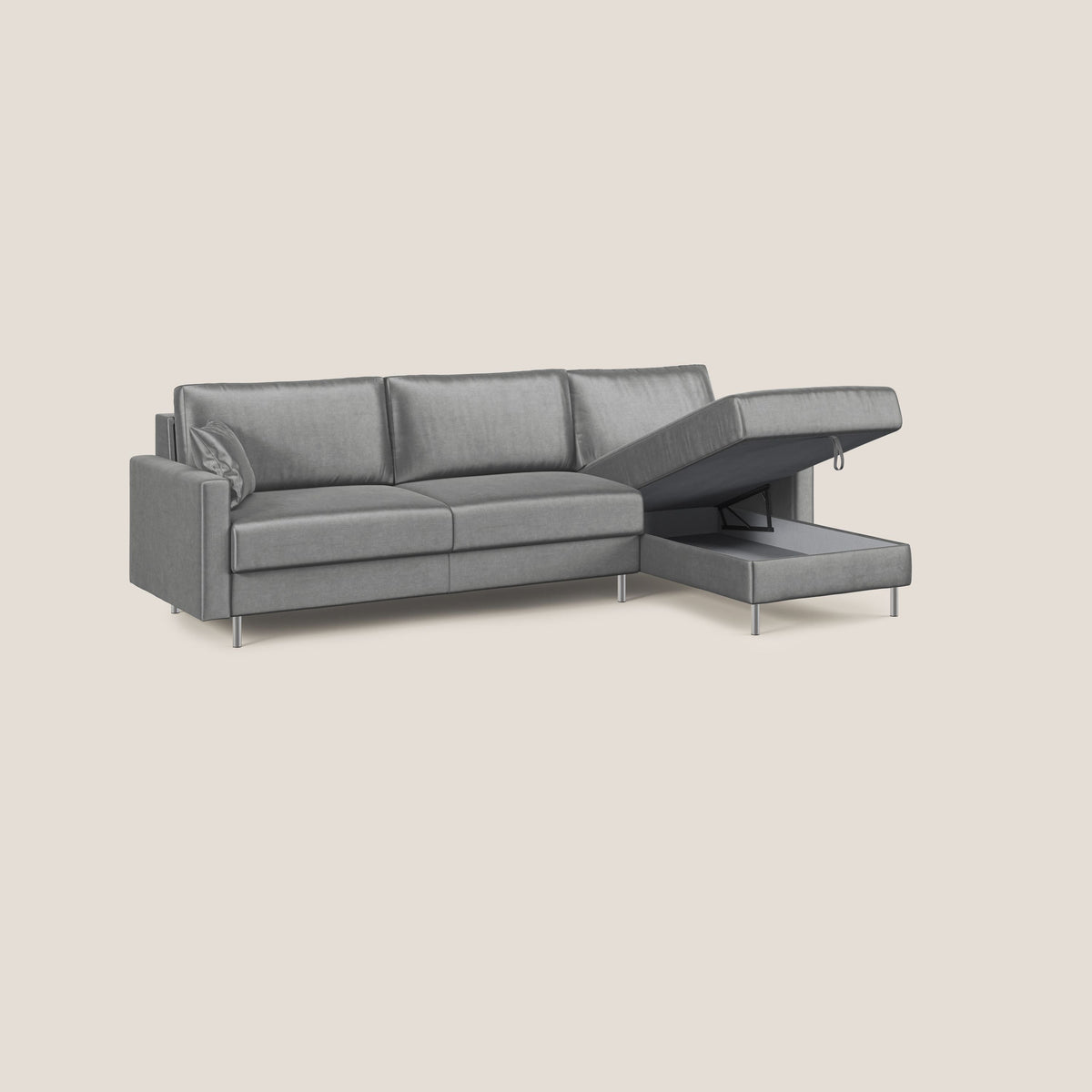 Andromeda divano letto angolare in velluto morbido impermeabile T01 grigio - divitt.sbs