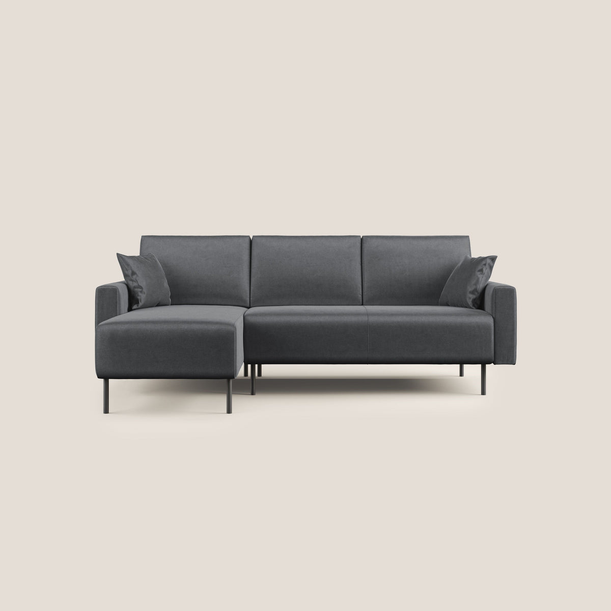 Arthur divano moderno angolare in velluto morbido impermeabile T01 antracite - divitt.sbs