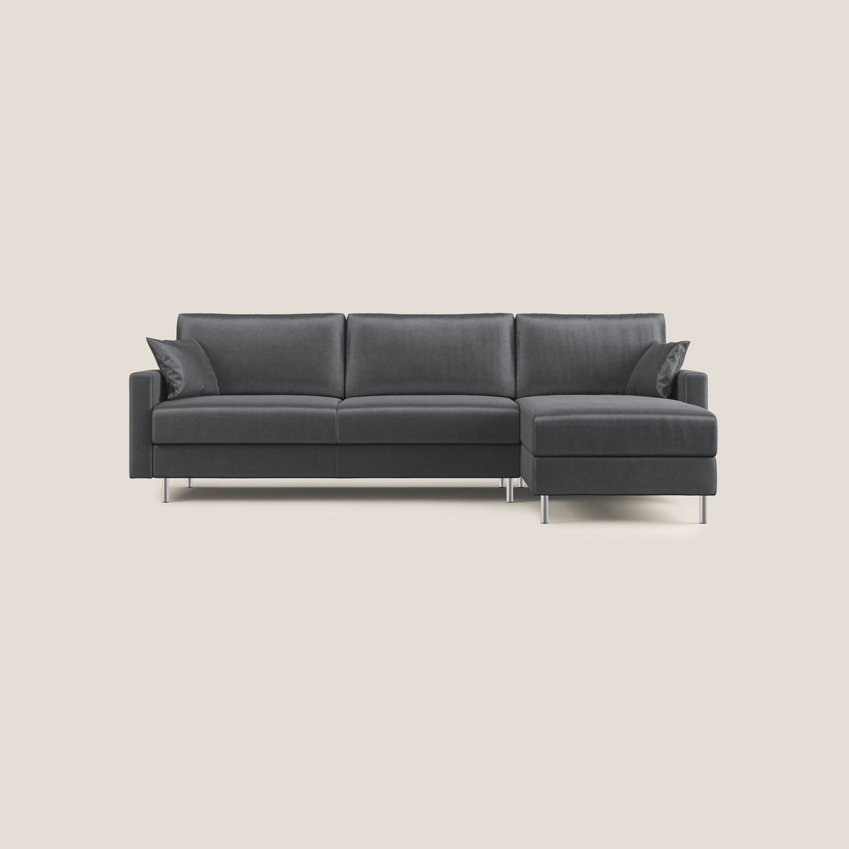 Andromeda divano letto angolare in velluto morbido impermeabile T01 antracite - divitt.sbs