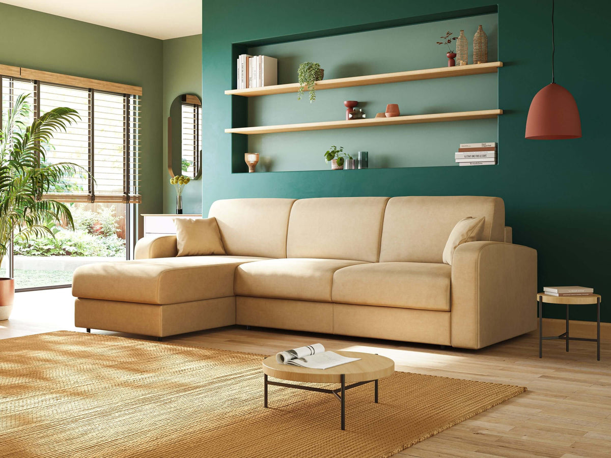 Shop online Lebron Divano letto angolare con penisola in velluto morbido T01 antracite - divitt.sbs